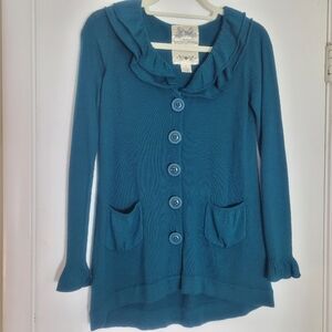 Nick & Mo Ruffle Cardigan – Women's Size Small – With Pockets